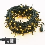 NITIDSKY 100 LED Plug in Christmas Lights Green Wire Twinkle Christmas Tree Lights,33ft,Warm White